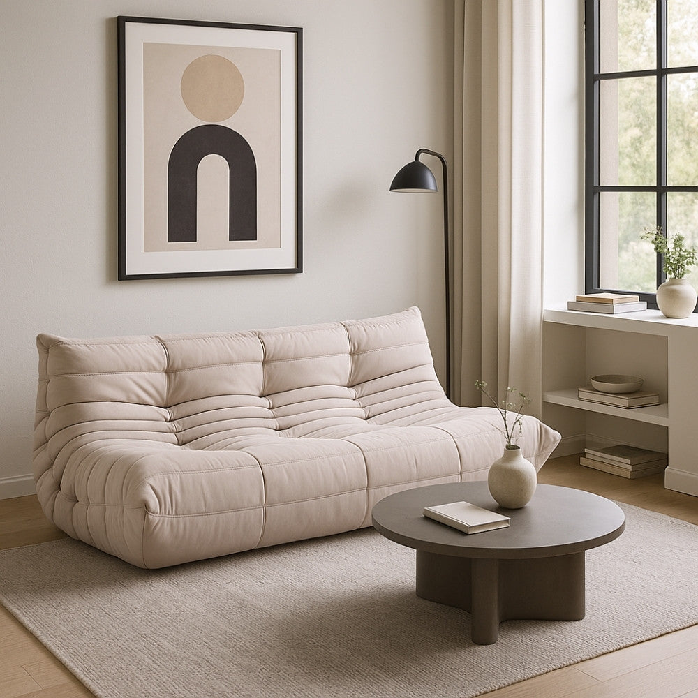 Alcantara Soffa 3-Sits Cremé