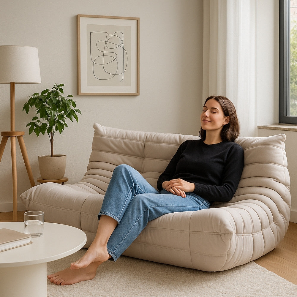 Alcantara Soffa 2-Sits Cremé